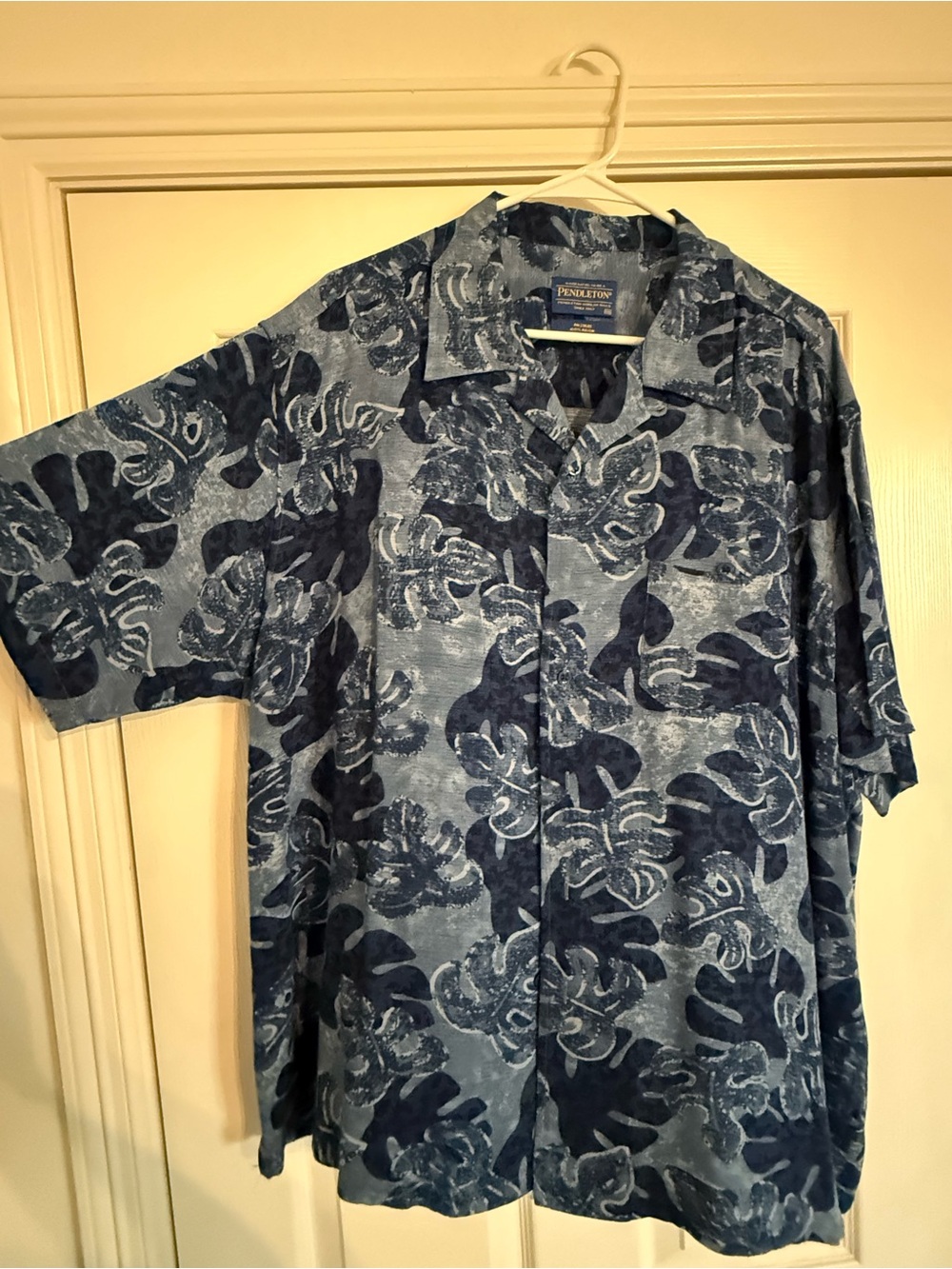 Pendleton Blue Floral Print Short-Sleeve Button-Down Shirt